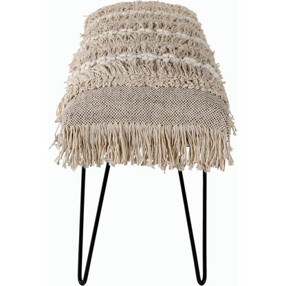 Adilah Bench - 31043 by Livabliss in top: cream, base: gold and powder coated. Made from top: cotton, base: metal in a modern style.