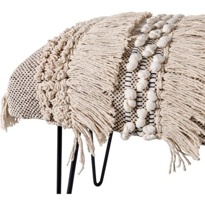 Adilah Bench - 31043 by Livabliss in top: cream, base: gold and powder coated. Made from top: cotton, base: metal in a modern style.