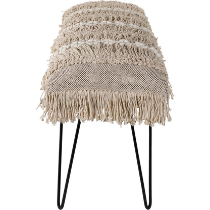 Adilah Bench - 31043 by Livabliss in top: cream, base: gold and powder coated. Made from top: cotton, base: metal in a modern style.