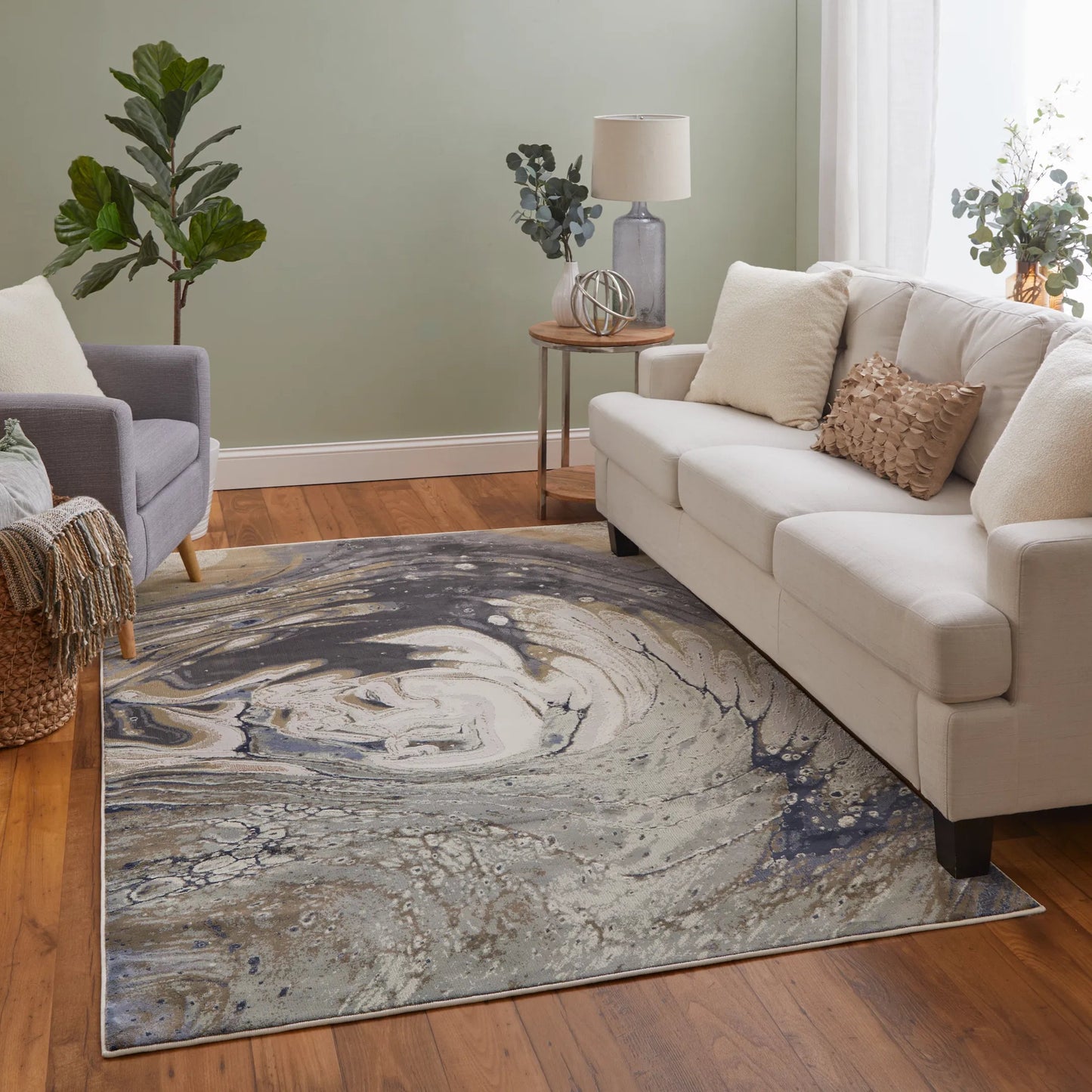 009 SI-2518387,SI-2518388 | Lifestyle | Mandana CME39M1F Rug by Feizy in ivory, taupe, blue. Made from polyester, polypropylene in a unique style.