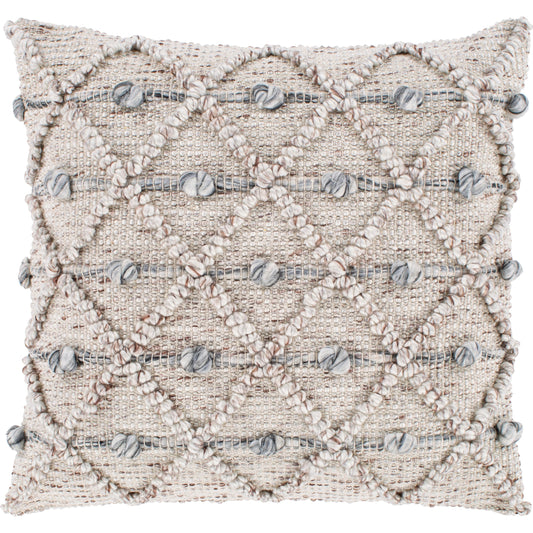 Anders Pillow - 27493 by Livabliss in taupe, charcoal, white. Made from front: 50% cotton, 50% polyester, back: 100% cotton in a modern style.