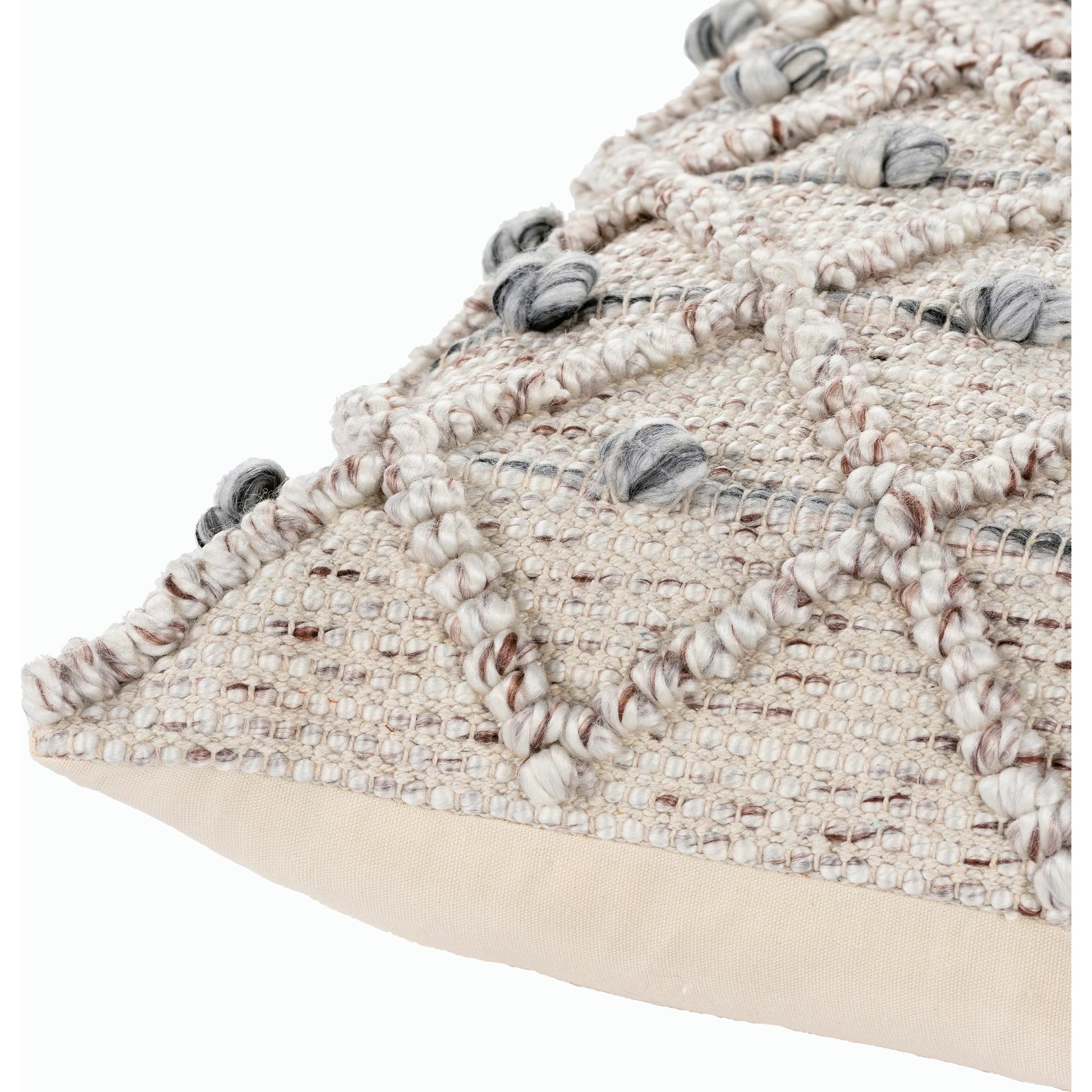 Anders Pillow - 27493 by Livabliss in taupe, charcoal, white. Made from front: 50% cotton, 50% polyester, back: 100% cotton in a modern style.