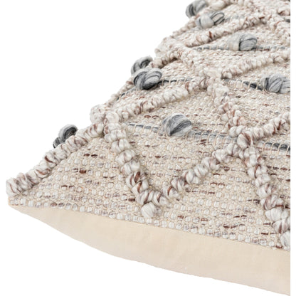 Anders Pillow - 27493 by Livabliss in taupe, charcoal, white. Made from front: 50% cotton, 50% polyester, back: 100% cotton in a modern style.