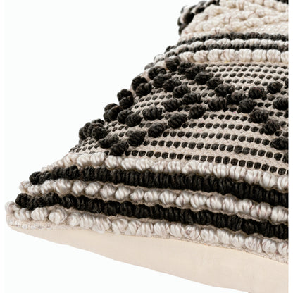 Anders ADR-002 Pillow by Livabliss in charcoal, light beige. Made from front: 60% polyester, 40% cotton, back: 100% cotton in a modern style.