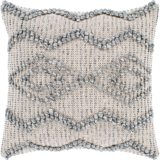 Anders ADR-003 Pillow by Livabliss in slate, light beige. Made from front: 50% cotton, 50% polyester, back: 100% cotton in a modern style.