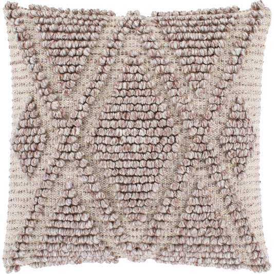 Anders Pillow - 29140 by Livabliss in taupe, light beige. Made from front: 60% polyester, 40% cotton, back: 100% cotton in a traditional style.