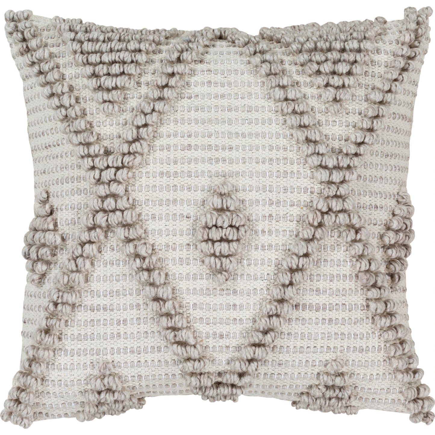 002 SI-2046324,SI-2046326 | Primary Silo | Anders Pillow - 21384 by Livabliss in taupe, light beige. Made from front: 50% cotton, 50% polyester, back: 100% cotton in a modern style.