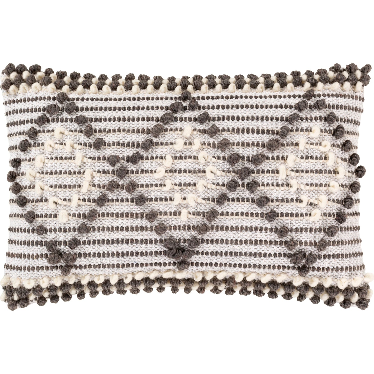 001 SI-2046205 | Primary Silo | Anders Pillow - 20813 by Livabliss in charcoal, light beige. Made from front: 40% cotton, 30% polyester, 30% wool, back: 100% cotton in a modern style.