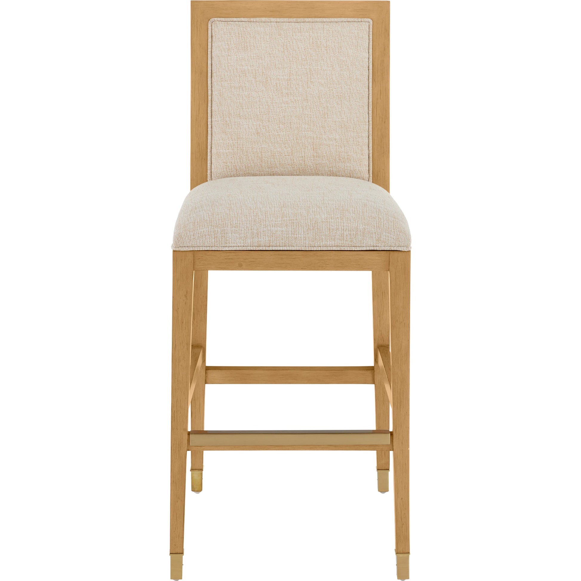 Santos Bar Stool by Currey and Company. Made from mahogany, rattan, brass in a modern style.