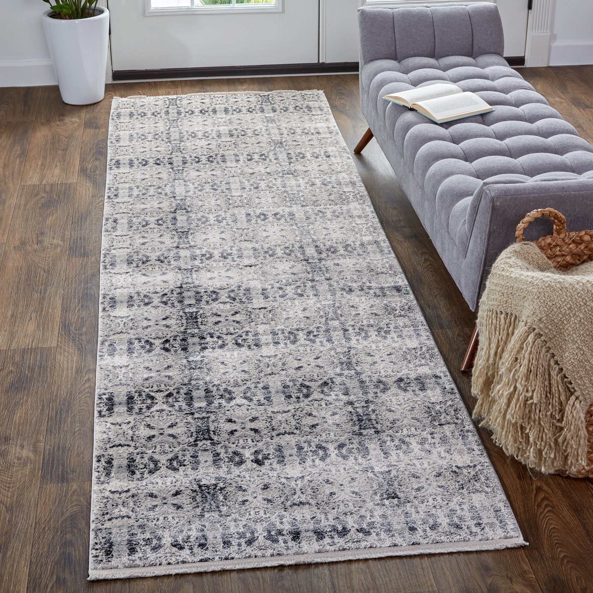 Cadiz Oriental Rug - 3990F by Feizy in gray, taupe, ivory. Made from viscose, acrylic in a unique style.