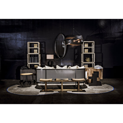 Woolsey Mirror by Noir in charcoal black. Made from sungkai in a modern style.