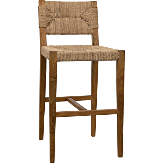Bran Counter Stool by Noir. Made from teak in a coastal style.
