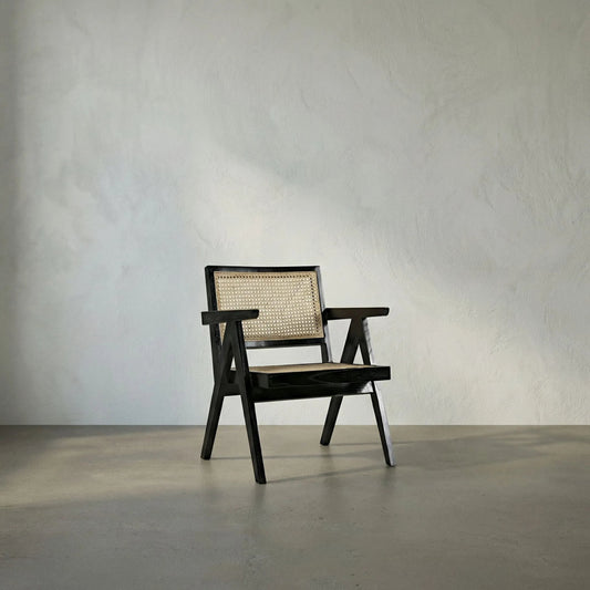 Jude Relax Chair by Noir in charcoal black. Made from sungkai wood in a modern style.
