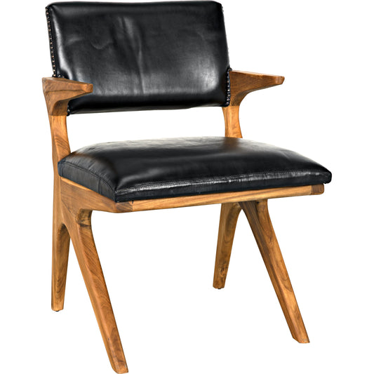 Dolores Chair by Noir in clear coat satin. Made from teak, leather in a eclectic & global style.