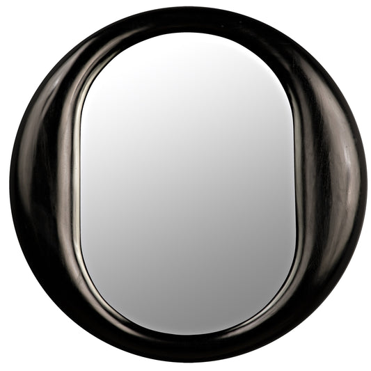 Oh Mirror by Noir in charcoal black. Made from sungkai wood in a modern style.