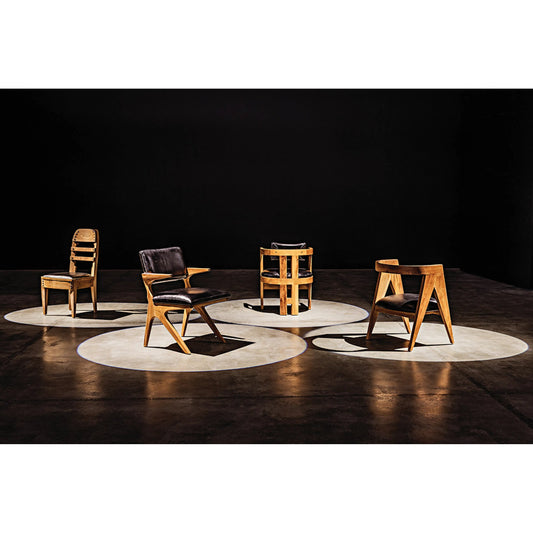 Laila Chair by Noir in clear coat satin. Made from teak, leather in a transitional style.