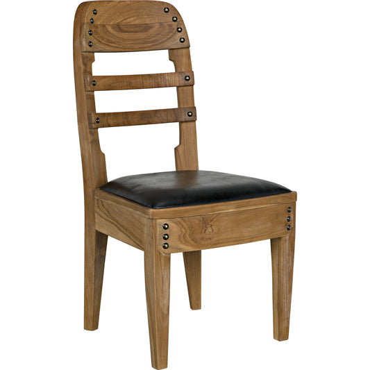 Laila Chair by Noir in clear coat satin. Made from teak, leather in a transitional style.