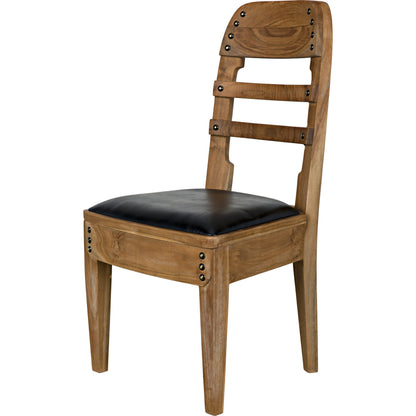 Laila Chair by Noir in clear coat satin. Made from teak, leather in a transitional style.