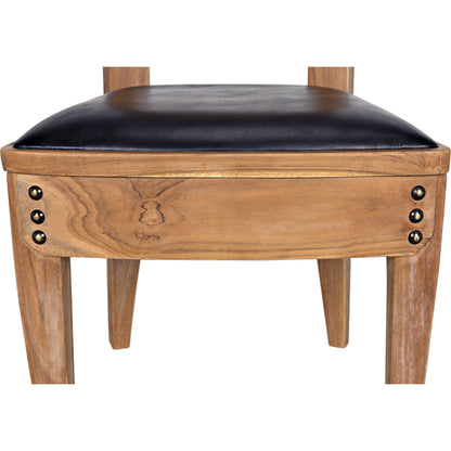 Laila Chair by Noir in clear coat satin. Made from teak, leather in a transitional style.