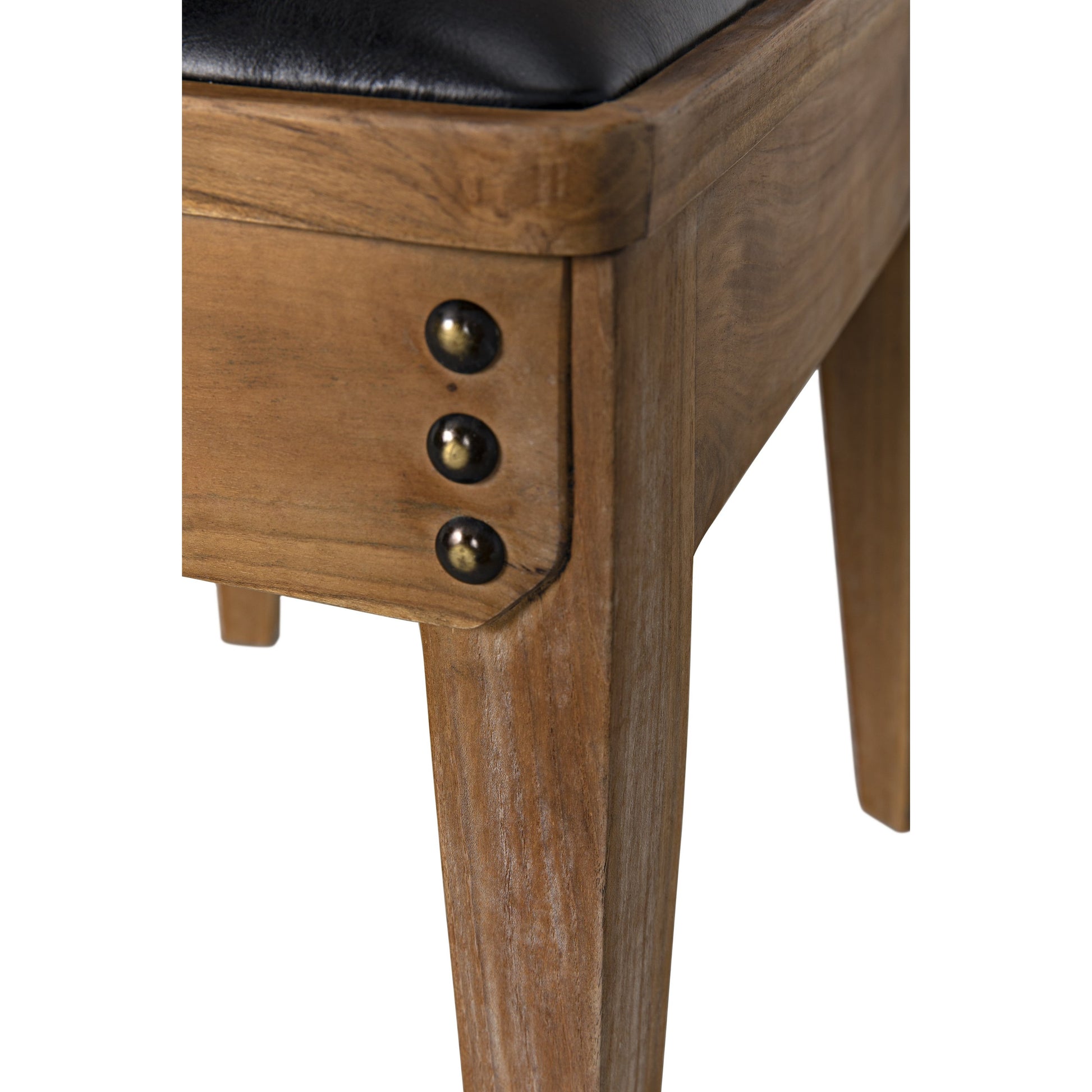 Laila Chair by Noir in clear coat satin. Made from teak, leather in a transitional style.