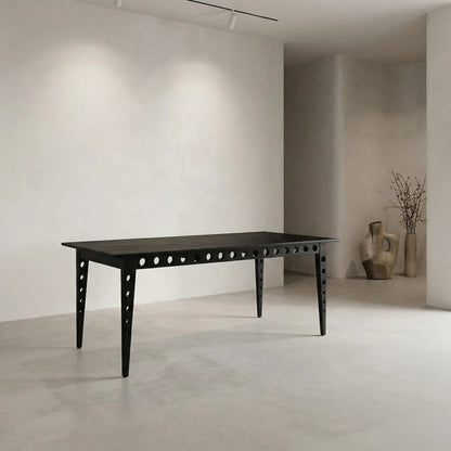 Pericles Table by Noir in charcoal black. Made from sungkai and veneer in a modern style.
