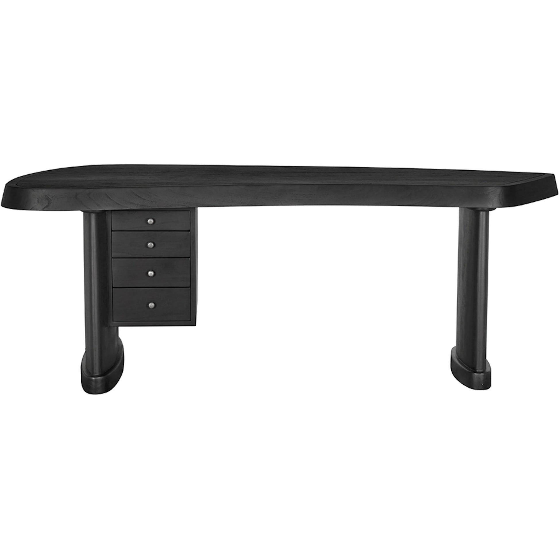 Augustus Desk by Noir in charcoal black. Made from mindi, brass hardware in a unique style.
