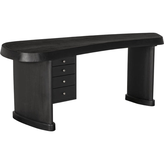 001 SI-2449037 | Primary Silo | Augustus Desk by Noir in charcoal black. Made from mindi, brass hardware in a unique style.