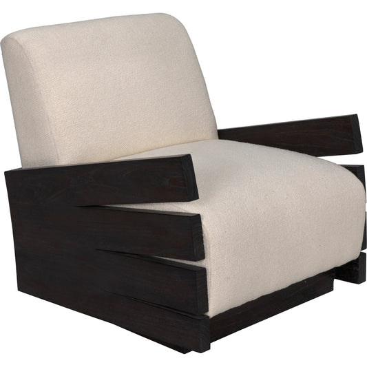 001 None | Unknown | Slide Chair by Noir in sombre. Made from mindi and off white fabric in a modern style.