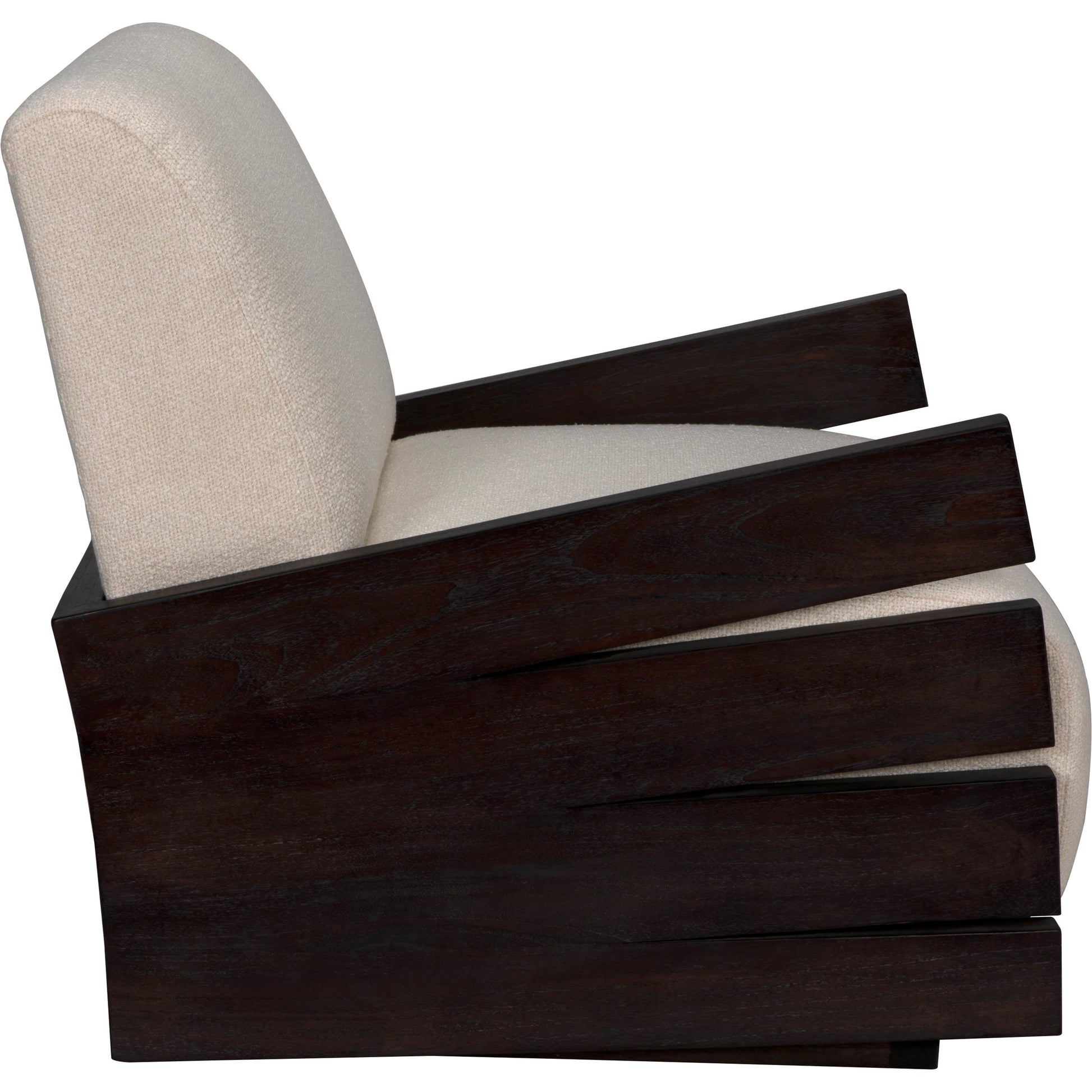 Slide Chair by Noir in sombre. Made from mindi and off white fabric in a modern style.