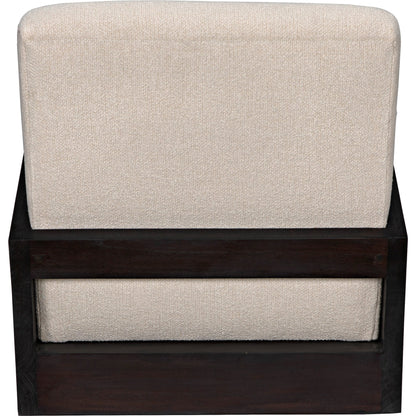 Slide Chair by Noir in sombre. Made from mindi and off white fabric in a modern style.