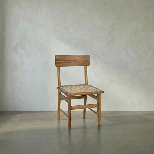 Comet Chair by Noir in clear coat gloss teak. Made from teak and caning in a modern style.