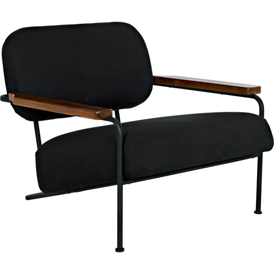 Zeus Chair by Noir in black, teak. Made from industrial steel and teak in a modern style.