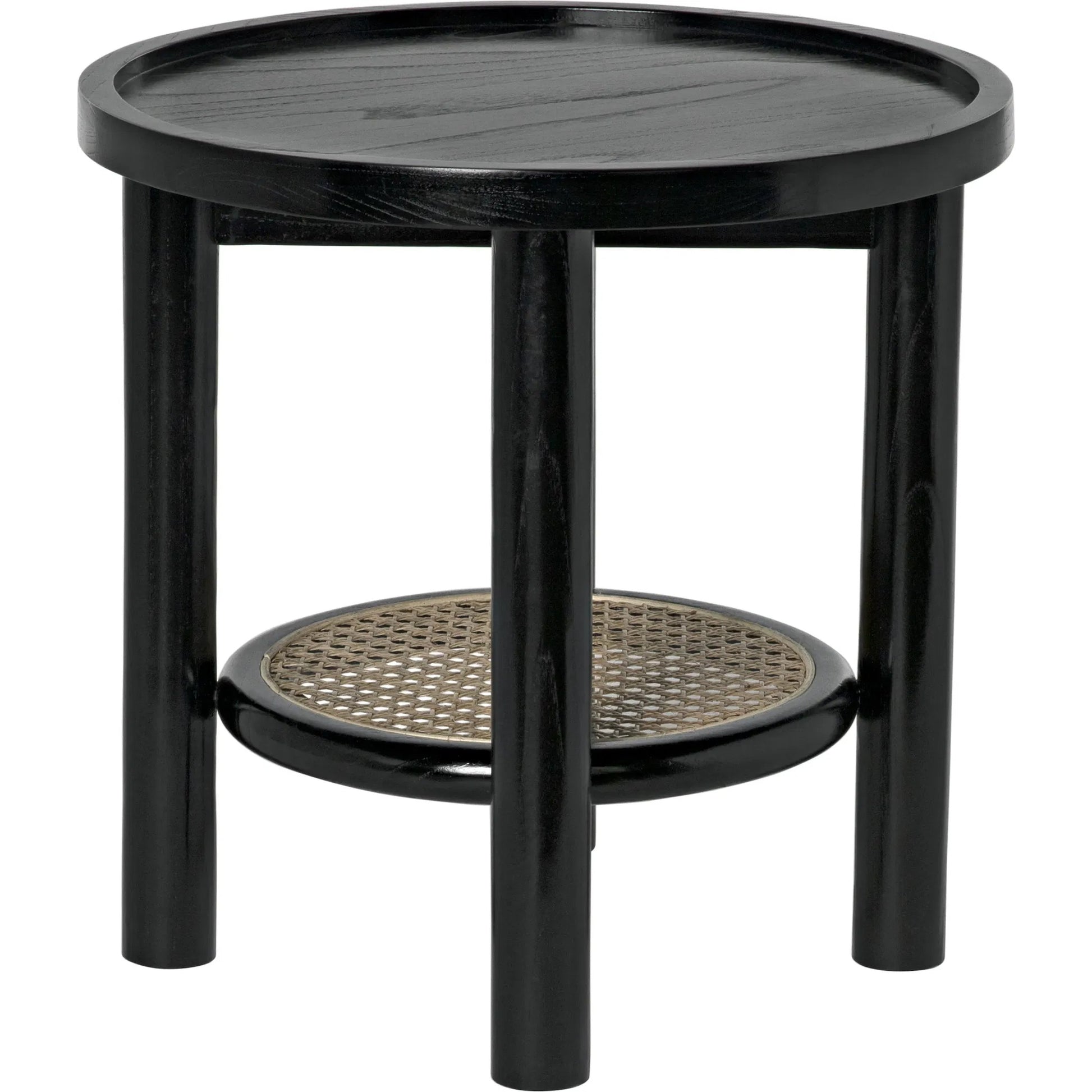 Hide Away Side Table by Noir in charcoal black. Made from sungkai and caning in a modern style.