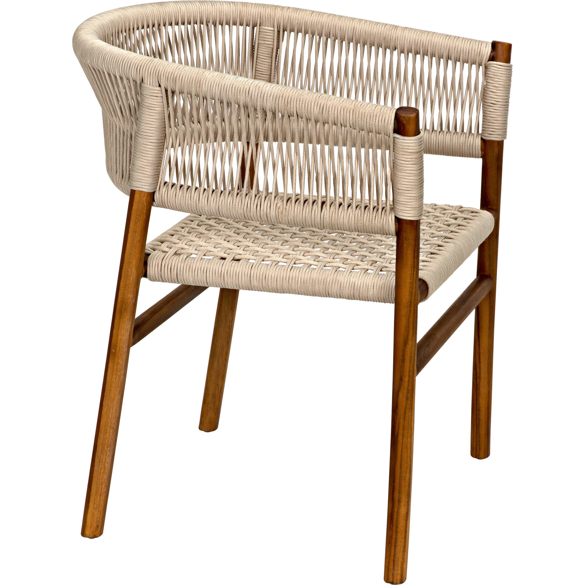 Conrad Chair by Noir in cleart coat flat teak. Made from teak and rope in a cottage & farmhouse style.