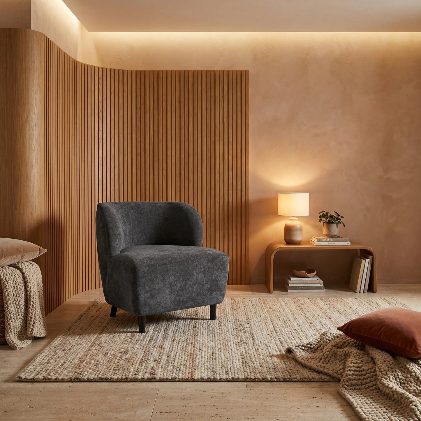 021 SI-1975478 | Lifestyle | Laffont Chair by Noir. Made from sungkai and fabric in a modern style.