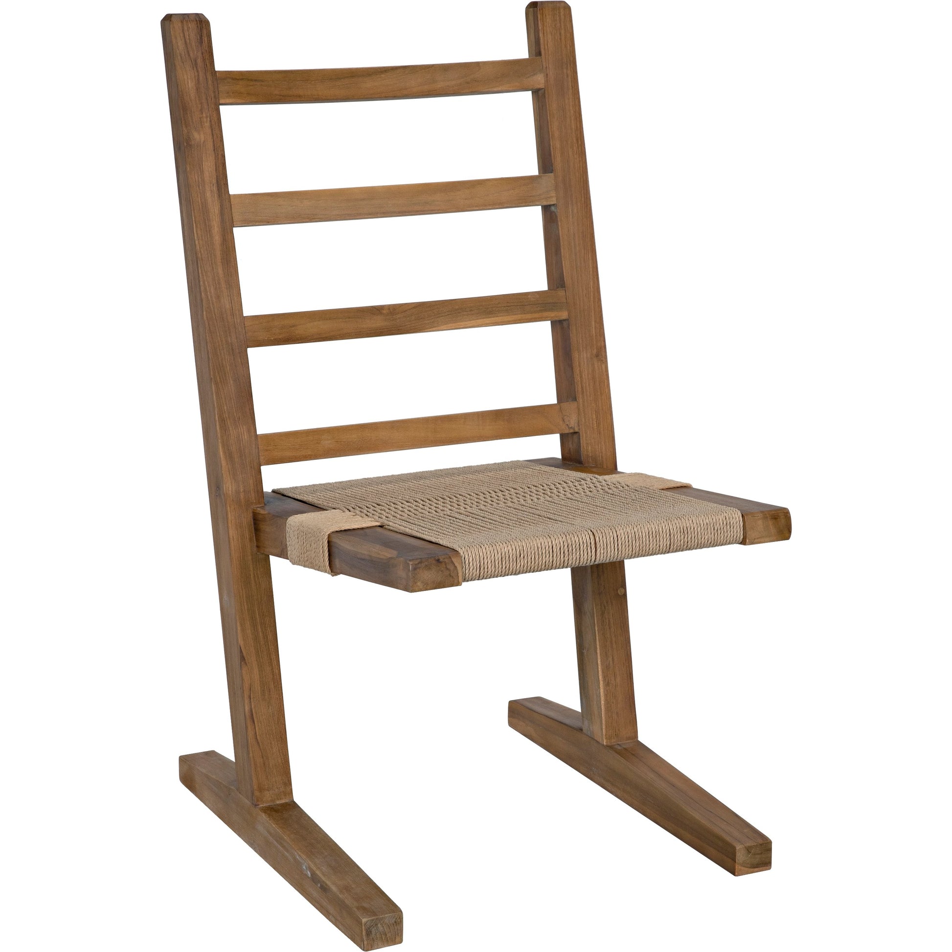 Salam Chair by Noir in clear coat flat teak. Made from teak and rope in a cottage & farmhouse style.