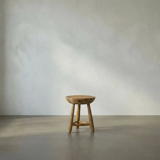Basel Stool by Noir in clear coat semi gloss teak. Made from teak in a modern style.