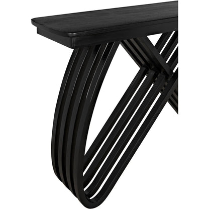 Infinity Console by Noir in charcoal black. Made from sungkai in a modern style.