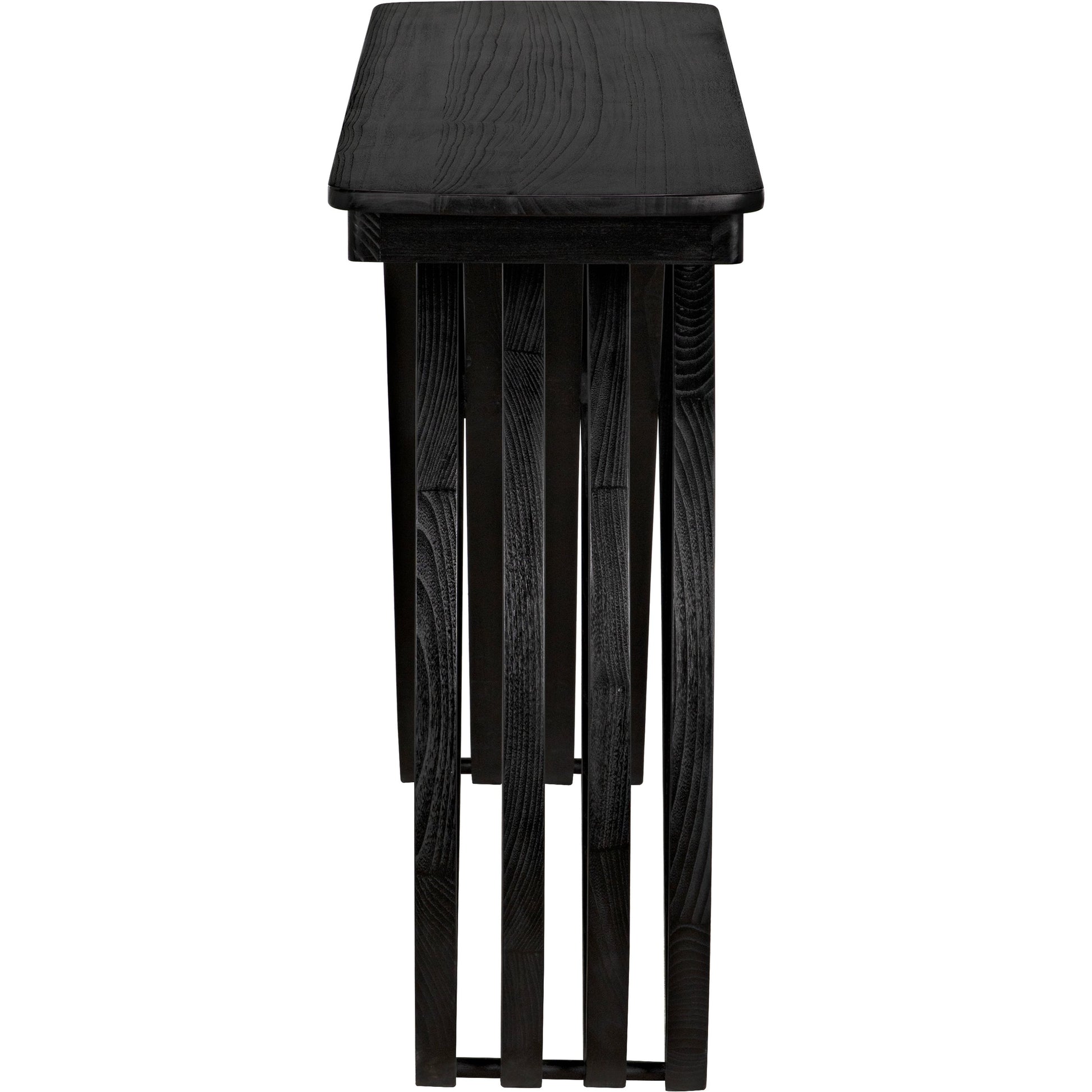 Infinity Console by Noir in charcoal black. Made from sungkai in a modern style.