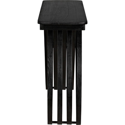 Infinity Console by Noir in charcoal black. Made from sungkai in a modern style.