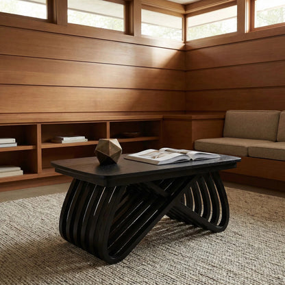 Infinity Coffee Table by Noir in charcoal black. Made from sungkai in a modern style.