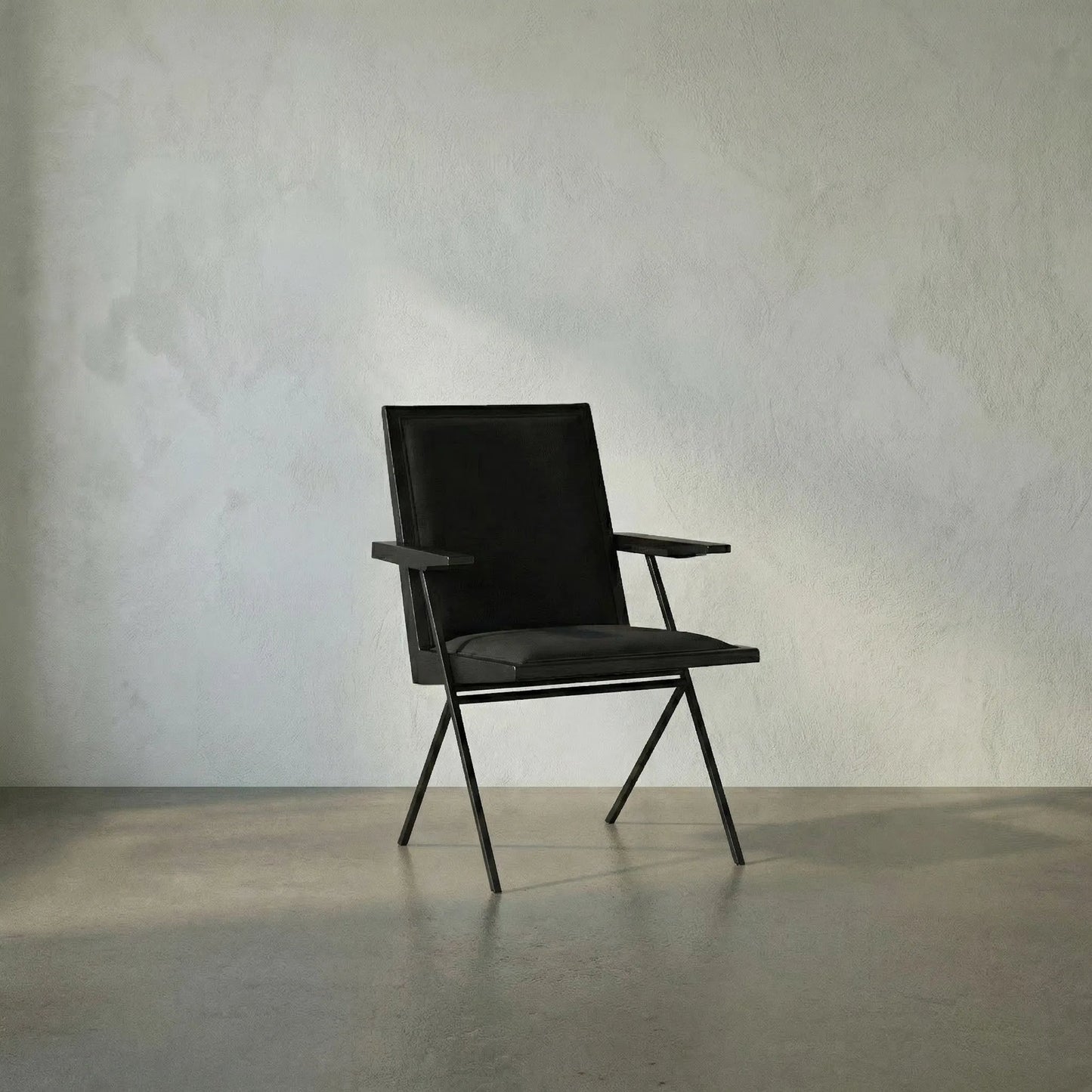 013 SI-1975467 | Lifestyle | Henderson Chair by Noir in charcoal black. Made from sungkai, industrial steel and fabric in a modern style.