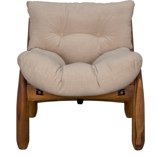 Dante Slipper Chair by Noir in wrangler mushroom and clear coat satin. Made from teak in a modern style.