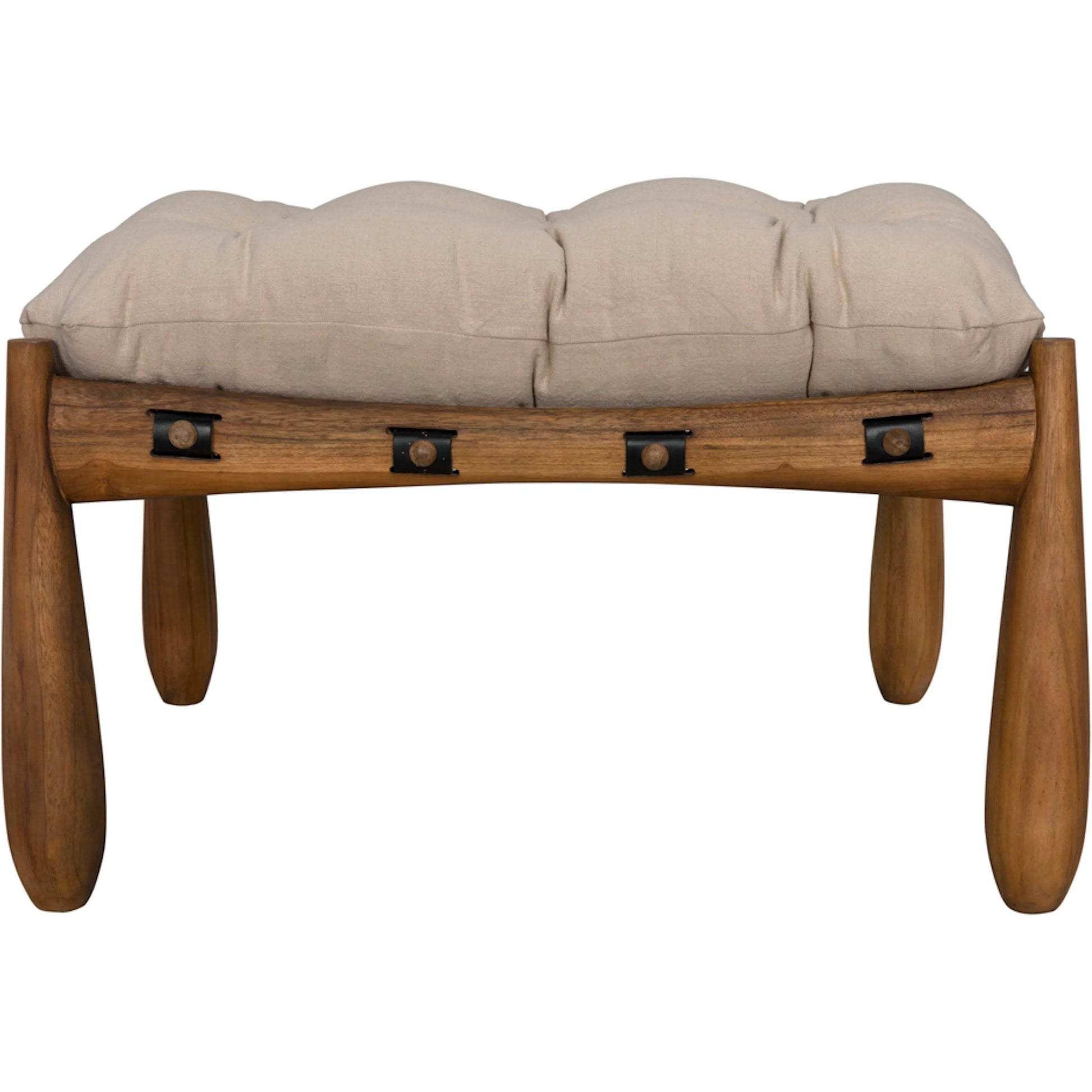 Dante Stool by Noir in clear coat satin. Made from teak in a unique style.