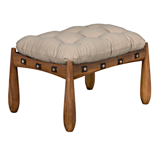 Dante Stool by Noir in wrangler mushroom and clear coat satin. Made from teak in a traditional style.