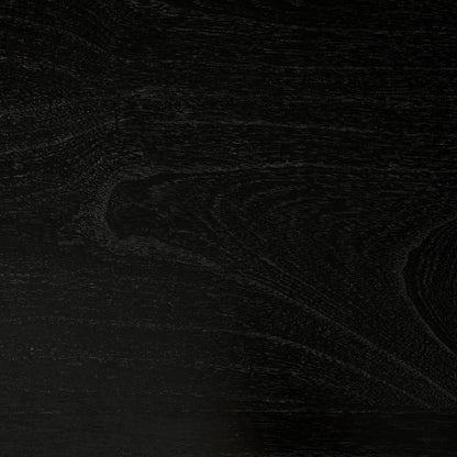 Leonardo Desk by Noir in charcoal black. Made from mindi with brass pulls in a modern style.