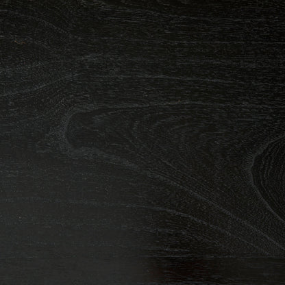 Leonardo Desk by Noir in charcoal black. Made from mindi with brass pulls in a modern style.