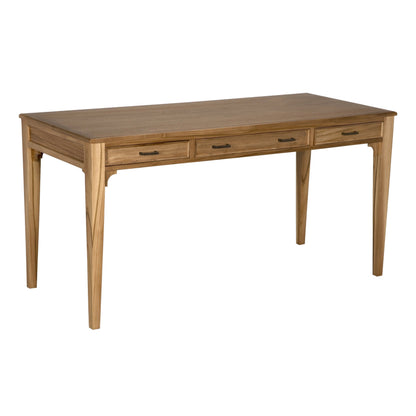 Ambrose Desk by Noir in bleached teak. Made from teak with brass pulls in a cottage & farmhouse style.