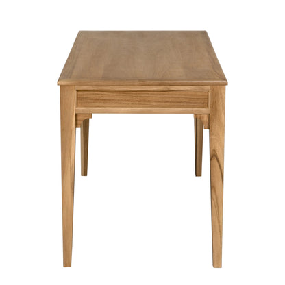 Ambrose Desk by Noir in bleached teak. Made from teak with brass pulls in a cottage & farmhouse style.