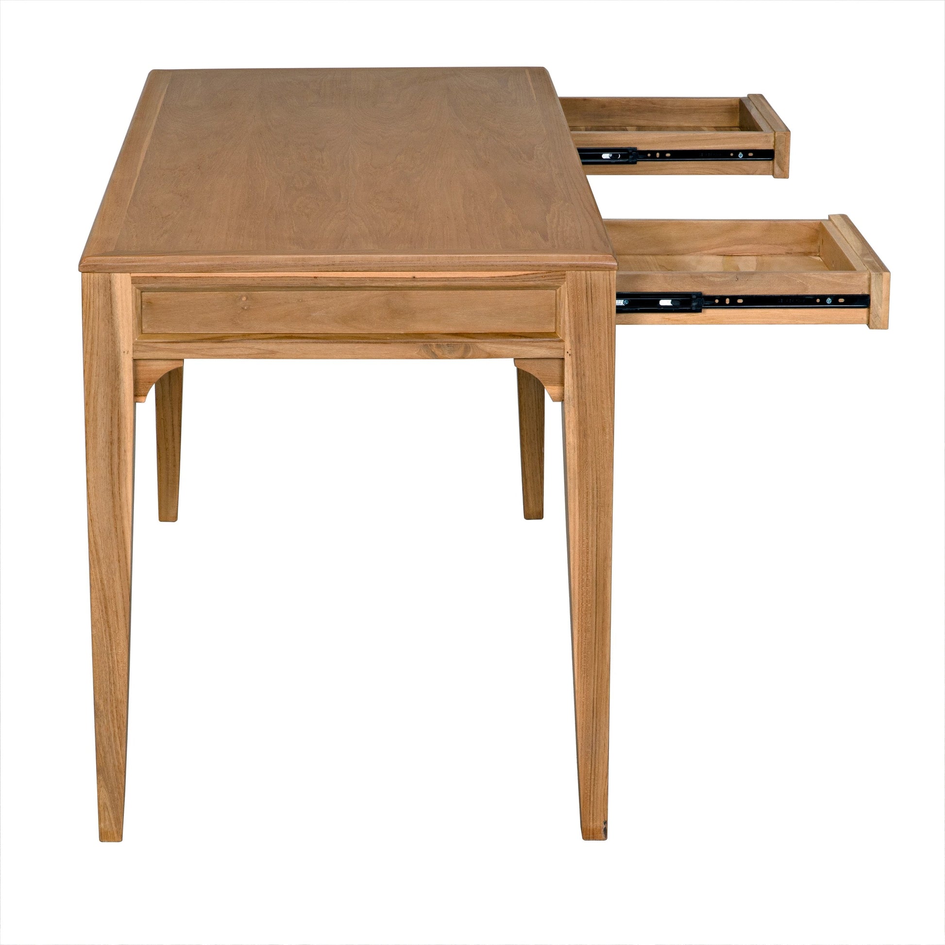 Ambrose Desk by Noir in bleached teak. Made from teak with brass pulls in a cottage & farmhouse style.